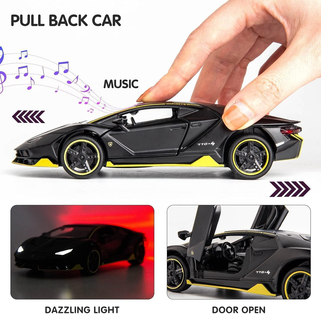 Sky Tech® Lamborghini Car Toy Die-cast Metal Car Model Car Pull Back car Super car with Openable Doors with Sound and Light for Birthdays Gift Party Decorations Great for Kids Boys Girls ‎1:32 Scale