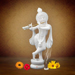 Load image into Gallery viewer, Handicrafts Paradise Resin Standing Krishna Idol (6.4 cm x 3.8 cm x 14.6 cm) (WM15053_white)