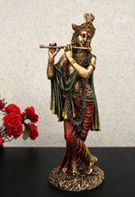 Load image into Gallery viewer, Cold Cast Resin Krishna Showpiece Antique Decor Thakur ji for Gifting Purpose (10 Inches, Metal Finish)