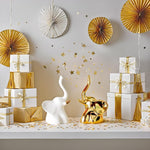 Load image into Gallery viewer, Home Decor Elephant Statue For Good Luck,Fengshui Ceramic Creative Small Modern Style Elephant Idol Figurines,Decorative Gift Items For Home,Office Desktop,Living Room (2pcs),White,Gold