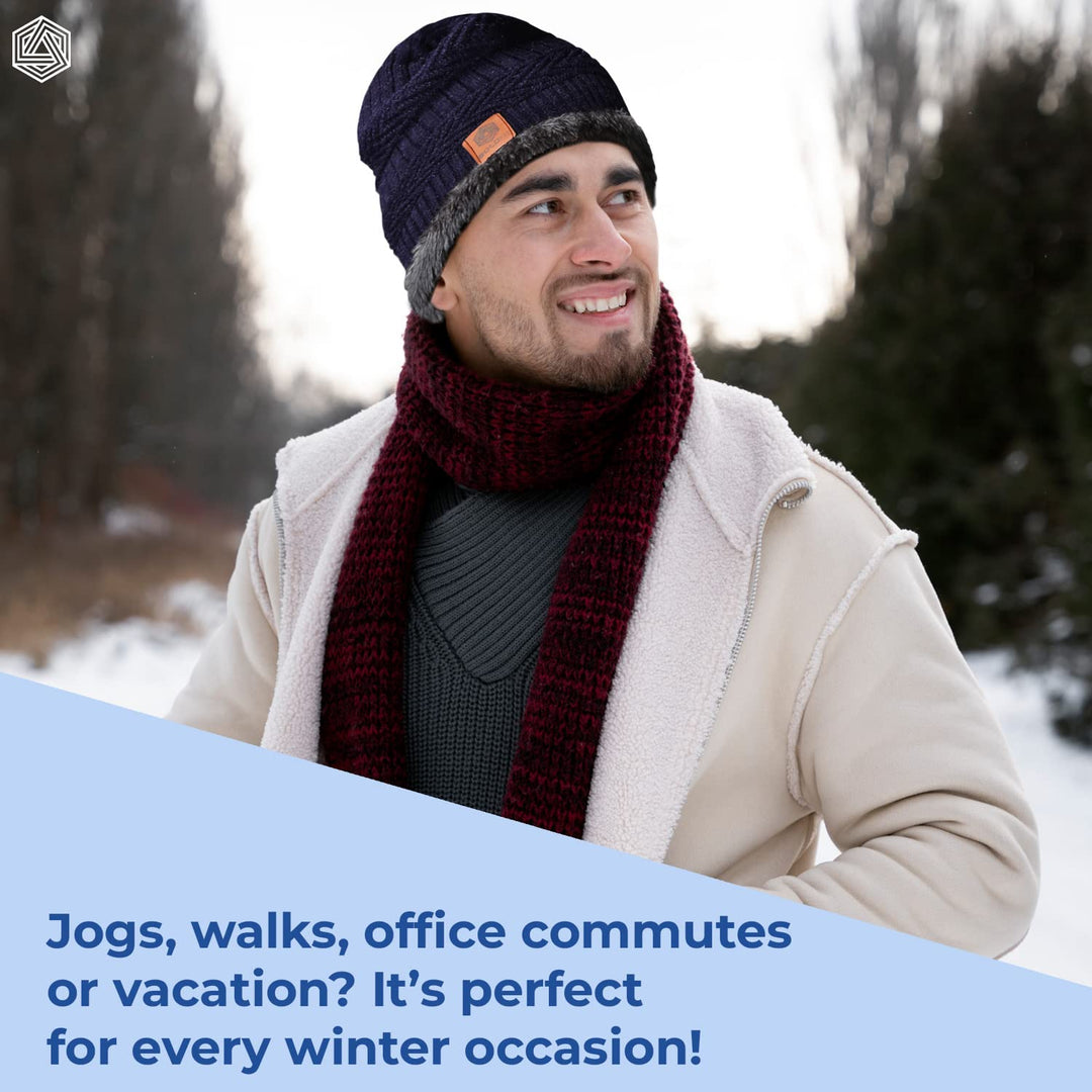 Boldfit Woolen Winter Cap for Women & Men in Winter for Thermal Wear Stylish Soft Caps for Boys & Girls for Warm Wear Head hat Garam Topaa cap's Breathable Lightweight Windproof with hand gloves