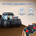 Load image into Gallery viewer, Jam &amp; Honey Off Roader Rechargeable Remote Control Car | RC Car Monster Truck |4 Headlight Modes | in-Built Lithium Battery | C-Type Charging | Made in India - Graffiti Blue