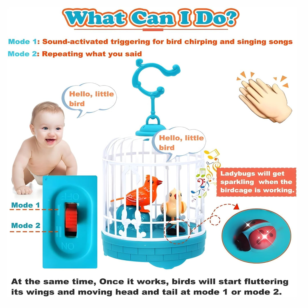 Talking Bird Toy for Kids | Repeats What You Say | Singing, Speaking, and Dancing Bird Toy| Funny Education Toys for Children Playing at Home - Blue