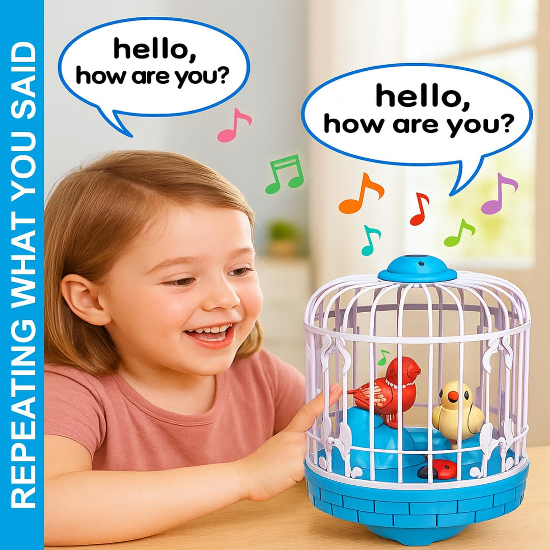 Talking Bird Toy for Kids | Repeats What You Say | Singing, Speaking, and Dancing Bird Toy| Funny Education Toys for Children Playing at Home - Blue