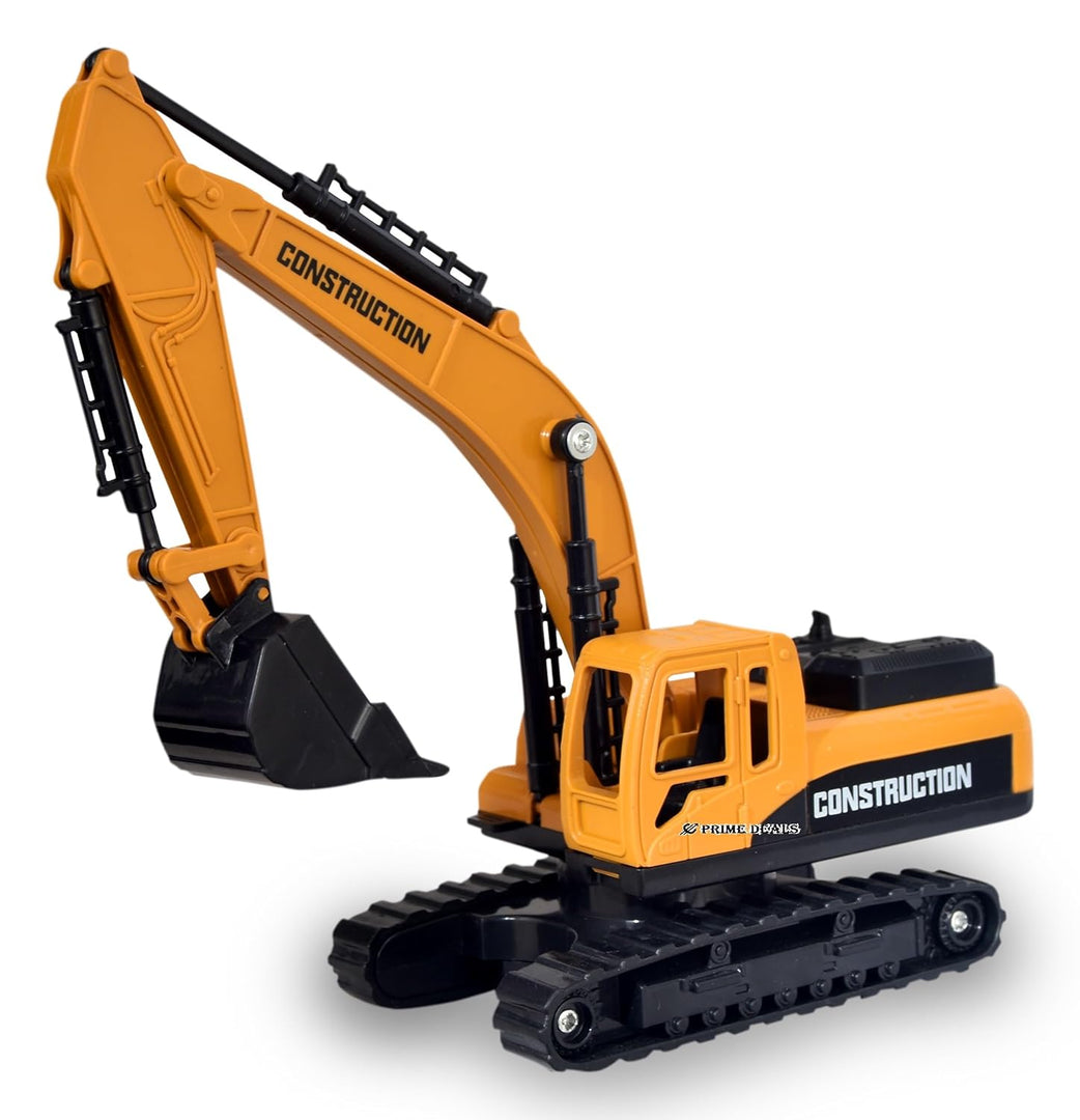 PRIME DEALS Crane Excavator Construction Toy Vehicle for Kids- Yellow (Excavator Model 1)