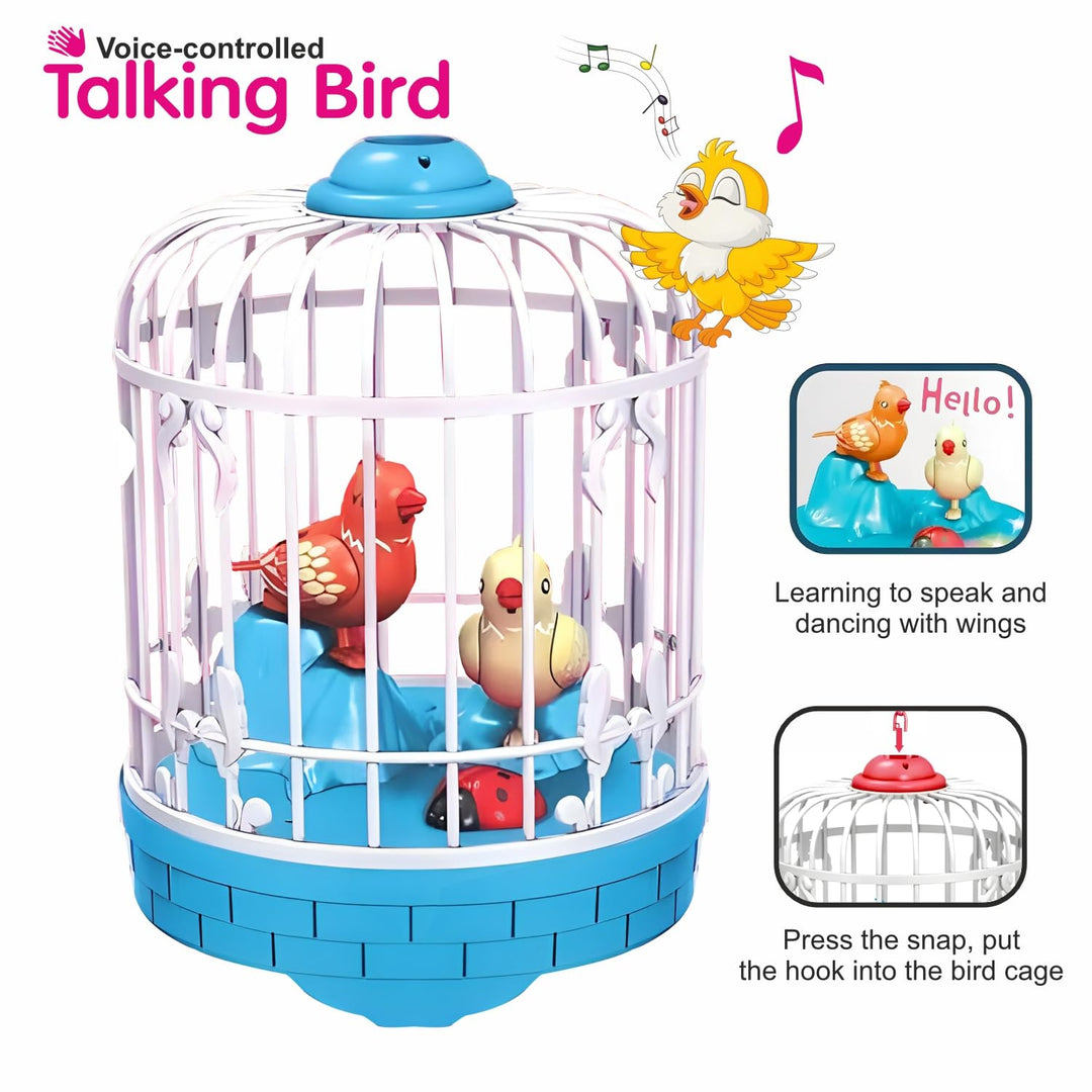 Talking Bird Toy for Kids | Repeats What You Say | Singing, Speaking, and Dancing Bird Toy| Funny Education Toys for Children Playing at Home - Blue