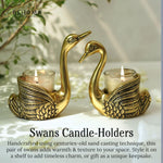 Load image into Gallery viewer, BEHOMA Aluminium Pair of Swans for Good Luck &amp; Love | Candle Holder for Home Decor Living Room | Showpiece Wedding Gift for Couples | Marriage for Couple (Candles not Included) Gold