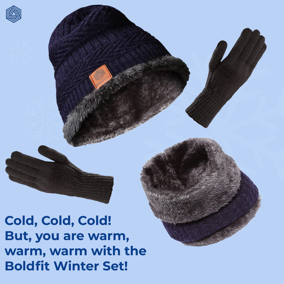 Boldfit Woolen Winter Cap for Women & Men in Winter for Thermal Wear Stylish Soft Caps for Boys & Girls for Warm Wear Head hat Garam Topaa cap's Breathable Lightweight Windproof with hand gloves