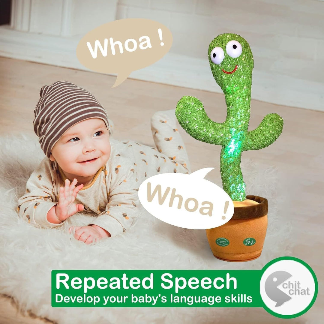 Storio Rechargeable Talking Cactus Toy: Dances, Sings, Repeats Speech, Educational.