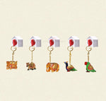 Load image into Gallery viewer, Handicrafts Paradise Unisex Carved Wooden Multicolour Key Ring - Set of 5