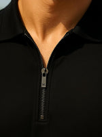 Load image into Gallery viewer, Veirdo Men’s Cotton Pique Polo | Premium Zip Neck Casual T-Shirt | Half Sleeve | Black Beauty, Serenity, Wheat, Zephyre