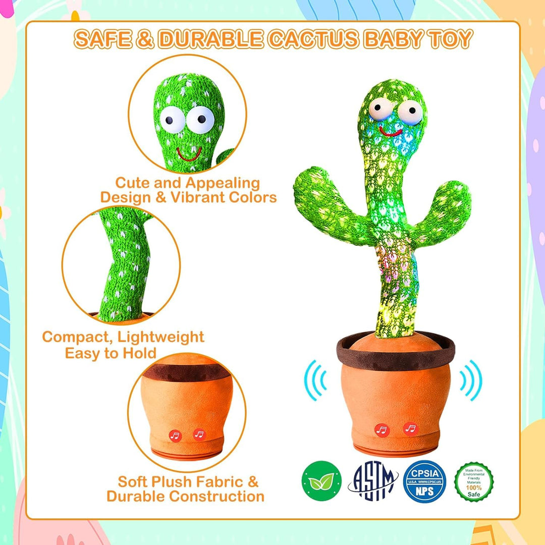 Storio Rechargeable Talking Cactus Toy: Dances, Sings, Repeats Speech, Educational.