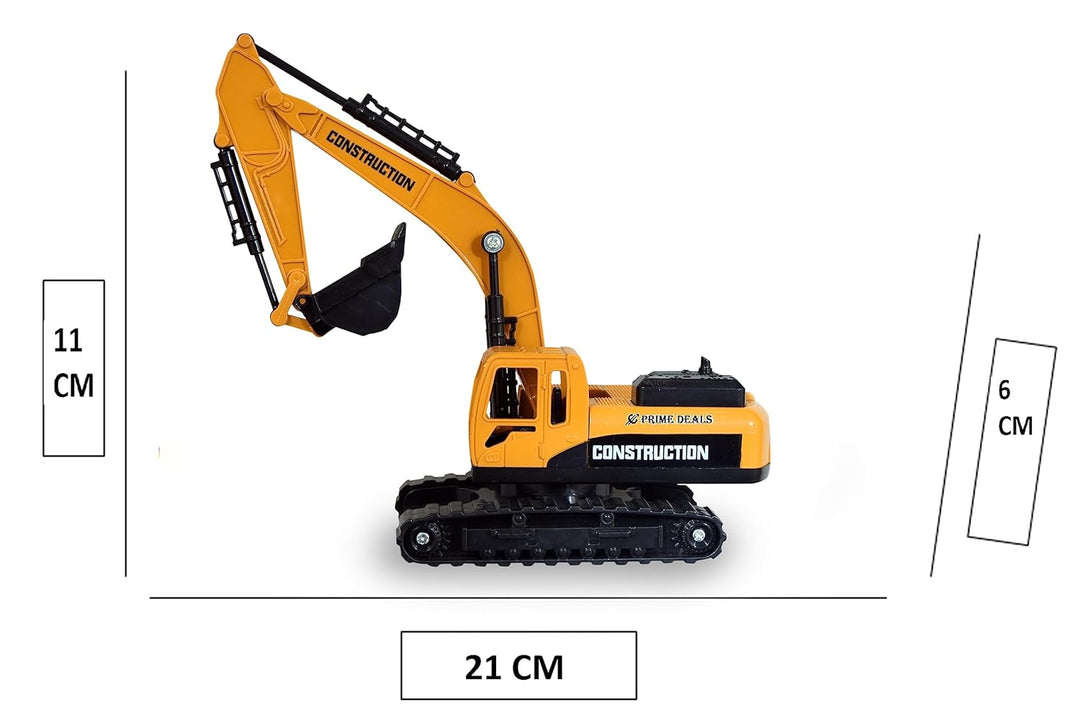 PRIME DEALS Crane Excavator Construction Toy Vehicle for Kids- Yellow (Excavator Model 1)