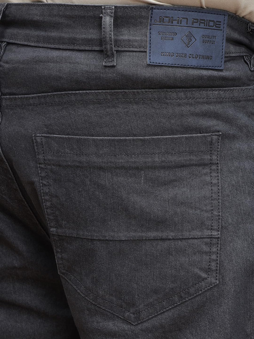 JOHN PRIDE Plus Size Men's Stretchable Mid-Rise Comfort Fit Clean Look Cotton Jeans for Men