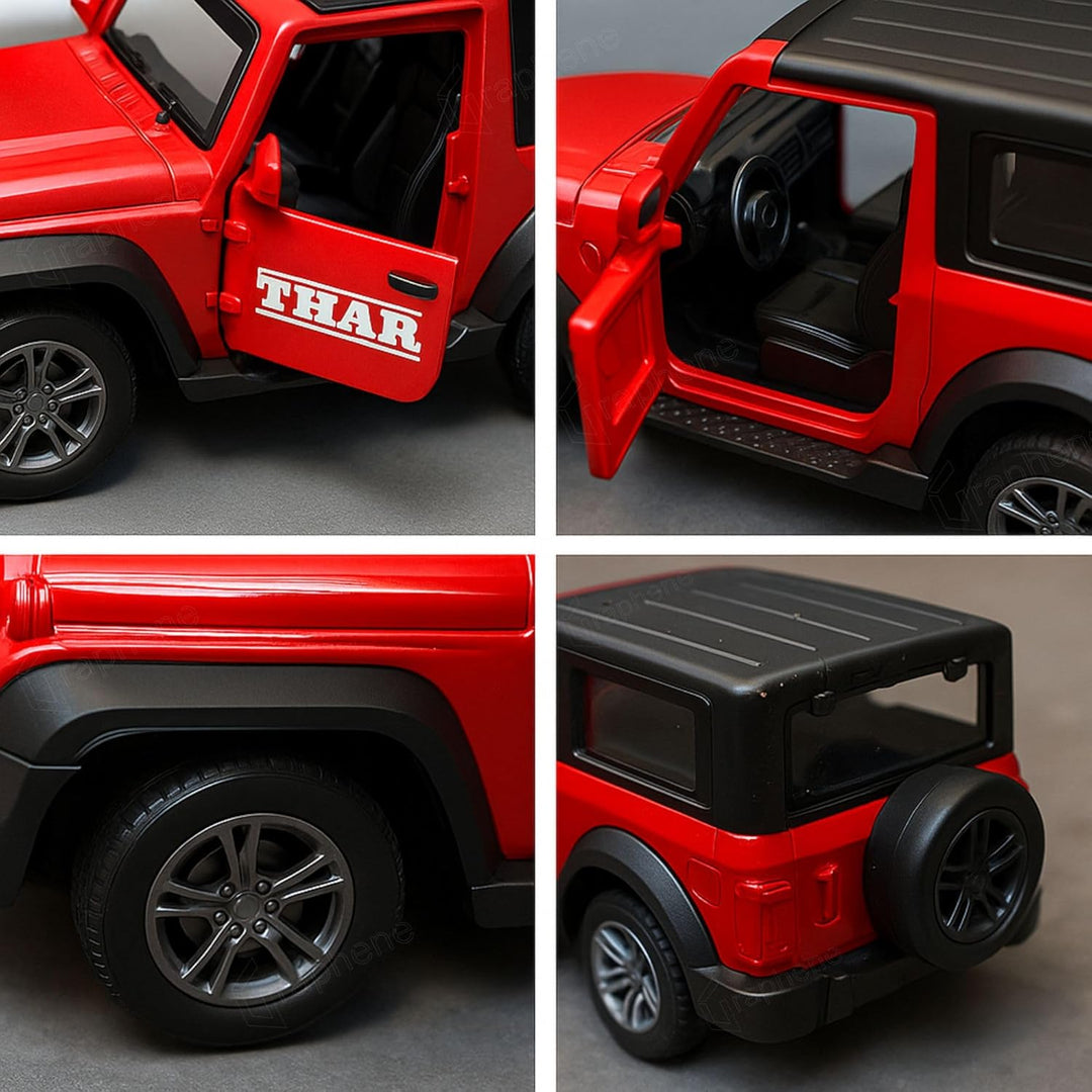 GRAPHENE 1:32 Scale DieCast Metal Pull-Back Action Openable Doors 4x4 Thar/Jeep Premium Car Toy with Lights and Music for Kids Realistic Miniature Model Gift 2+yrs Girls Boys Available