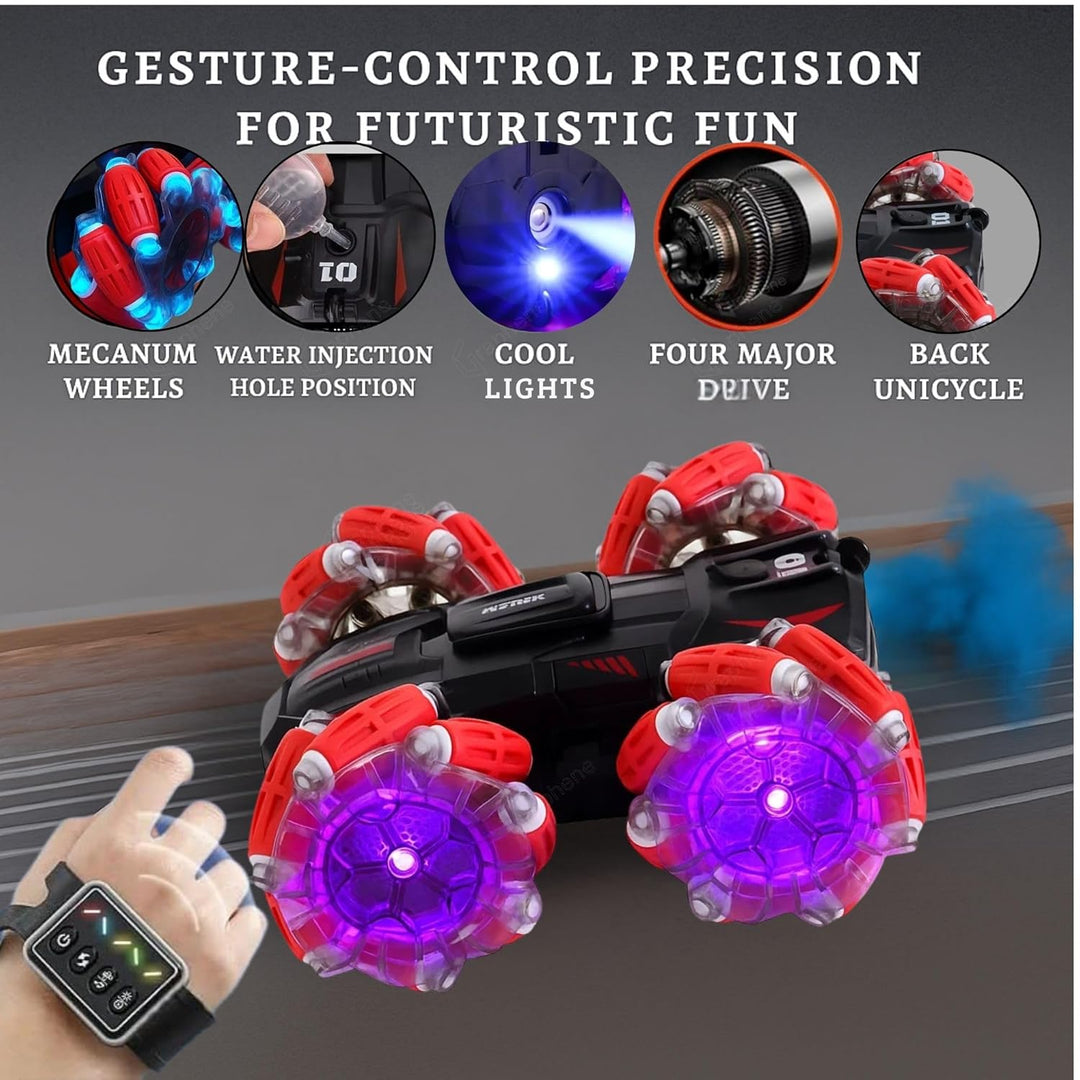 GRAPHENE 4x4 RC Remote Control Car Toy for Kids Boys Adults Stunt Drift Car Hand Sensor Gesture Control 360° Spin 4WD High Speed Spray Mist Crawler Rotating Off Road Smoke Racing Car for 5+ Years