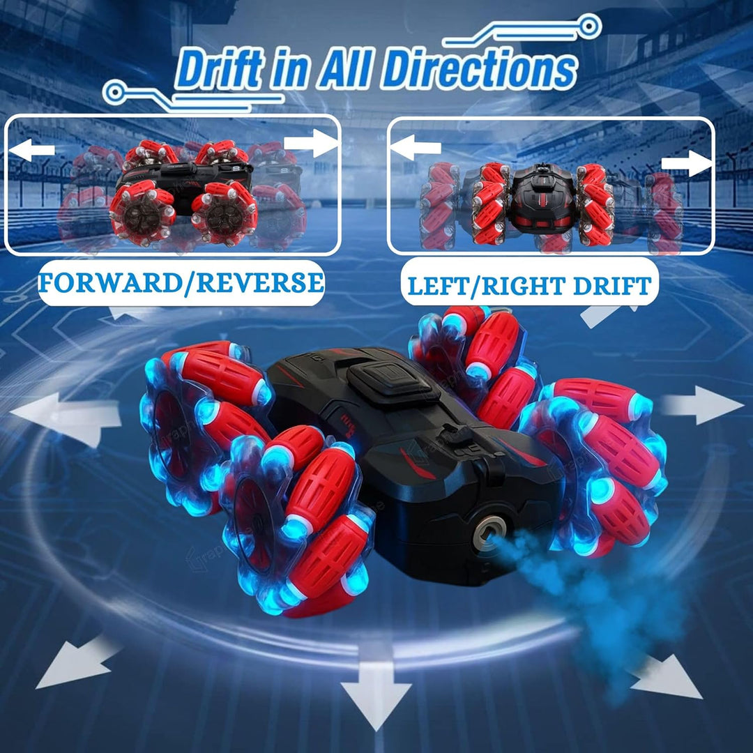 GRAPHENE 4x4 RC Remote Control Car Toy for Kids Boys Adults Stunt Drift Car Hand Sensor Gesture Control 360° Spin 4WD High Speed Spray Mist Crawler Rotating Off Road Smoke Racing Car for 5+ Years