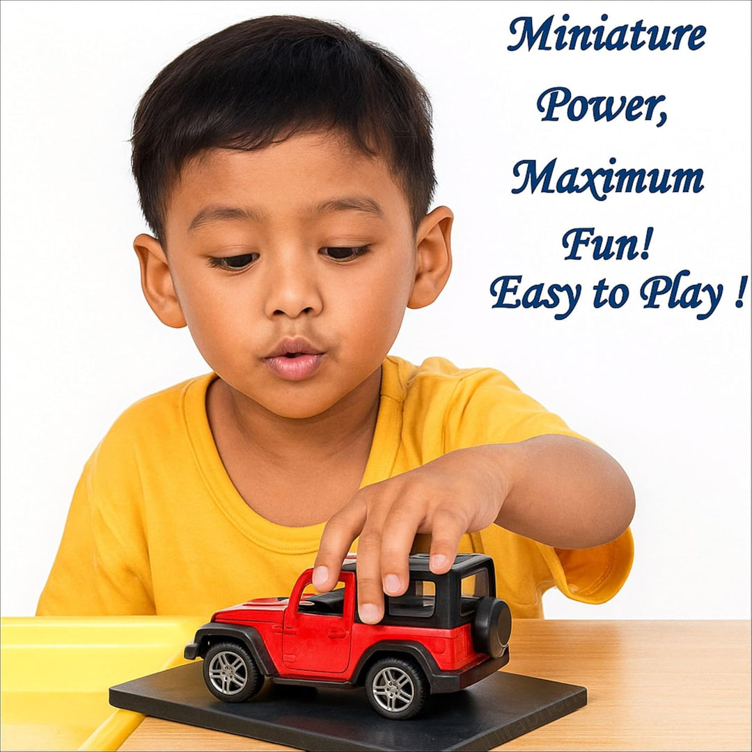 GRAPHENE 1:32 Scale DieCast Metal Pull-Back Action Openable Doors 4x4 Thar/Jeep Premium Car Toy with Lights and Music for Kids Realistic Miniature Model Gift 2+yrs Girls Boys Available