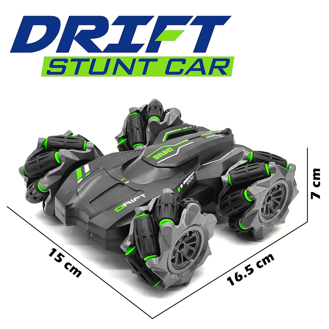 VGRASSP 2.4GHz 4WD Remote Control Drift Stunt Car Toy for Kids with Lights and Music - Double Sided 360° Rotating Dancing and Crawling RC Car with Rechargeable Battery - Color As Per Stock