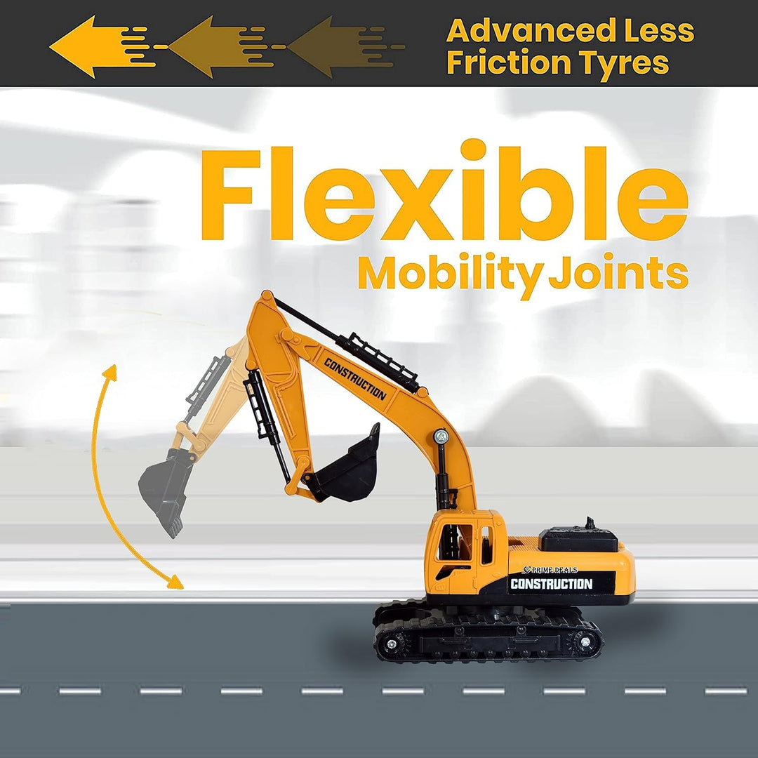 PRIME DEALS Crane Excavator Construction Toy Vehicle for Kids- Yellow (Excavator Model 1)