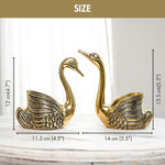Load image into Gallery viewer, BEHOMA Aluminium Pair of Swans for Good Luck &amp; Love | Candle Holder for Home Decor Living Room | Showpiece Wedding Gift for Couples | Marriage for Couple (Candles not Included) Gold