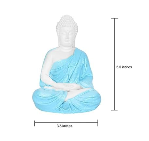 Handcrafted Polymarble Meditation/Dhyan Buddha Statue Lord Figurine/Idol (5.5-inch) (Blue)