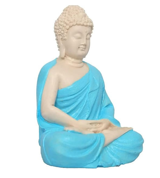 Handcrafted Polymarble Meditation/Dhyan Buddha Statue Lord Figurine/Idol (5.5-inch) (Blue)