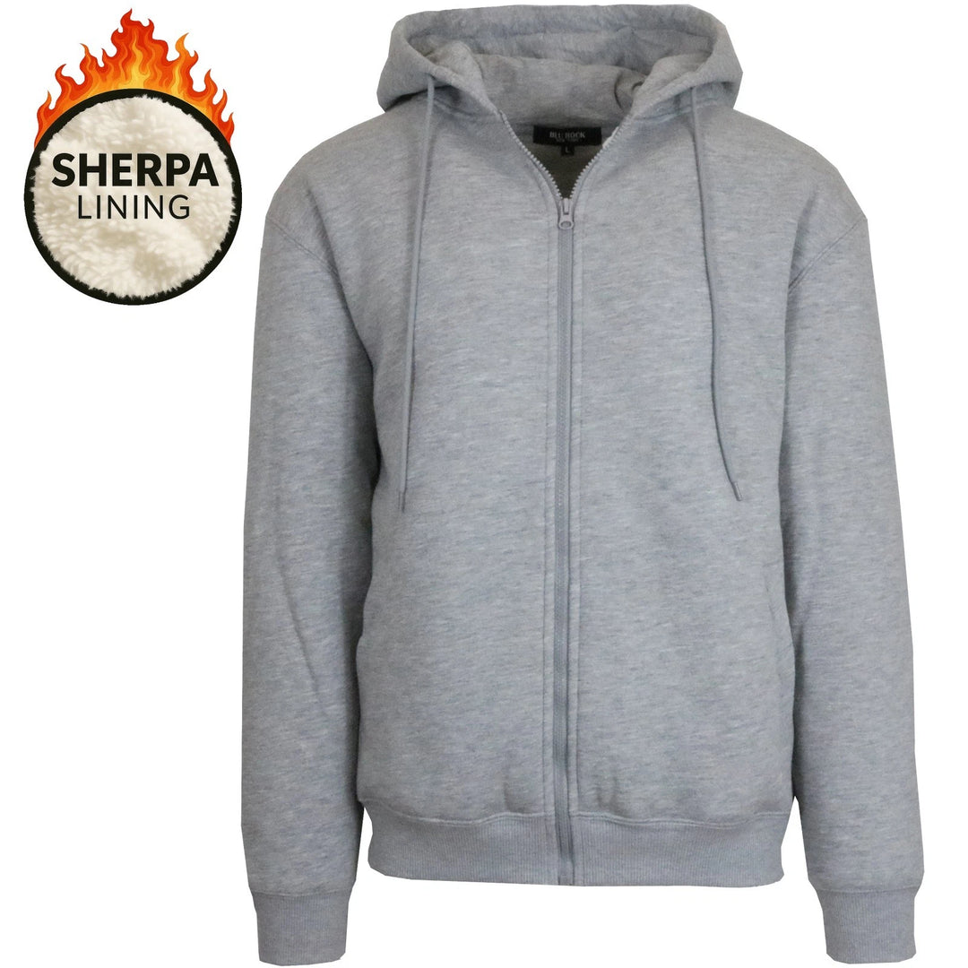 Men's Heavy Weight Sherpa Fleece Lined Hoodie Sweater Jacket - Full Zip - S-XXL