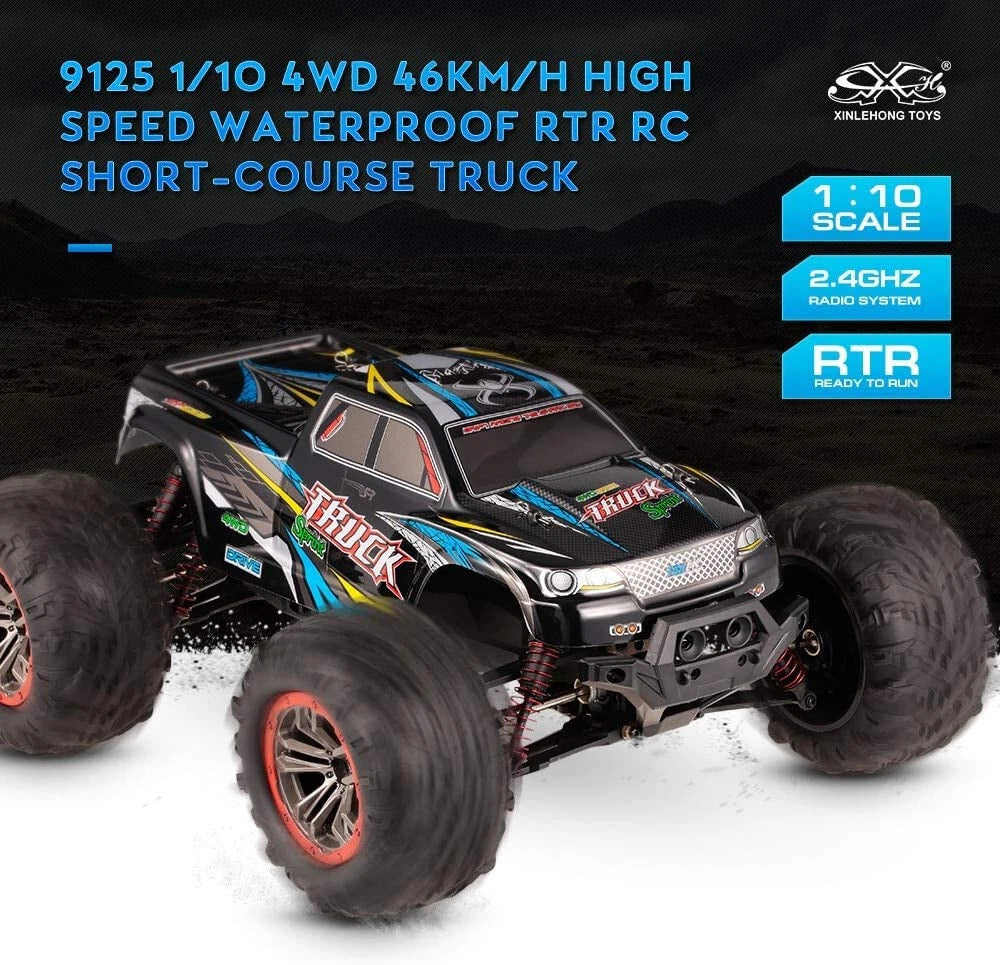 1:10 High Speed 46km/h 4WD 2.4Ghz Remote Control Truck 9125 Monster Truck RC RTR