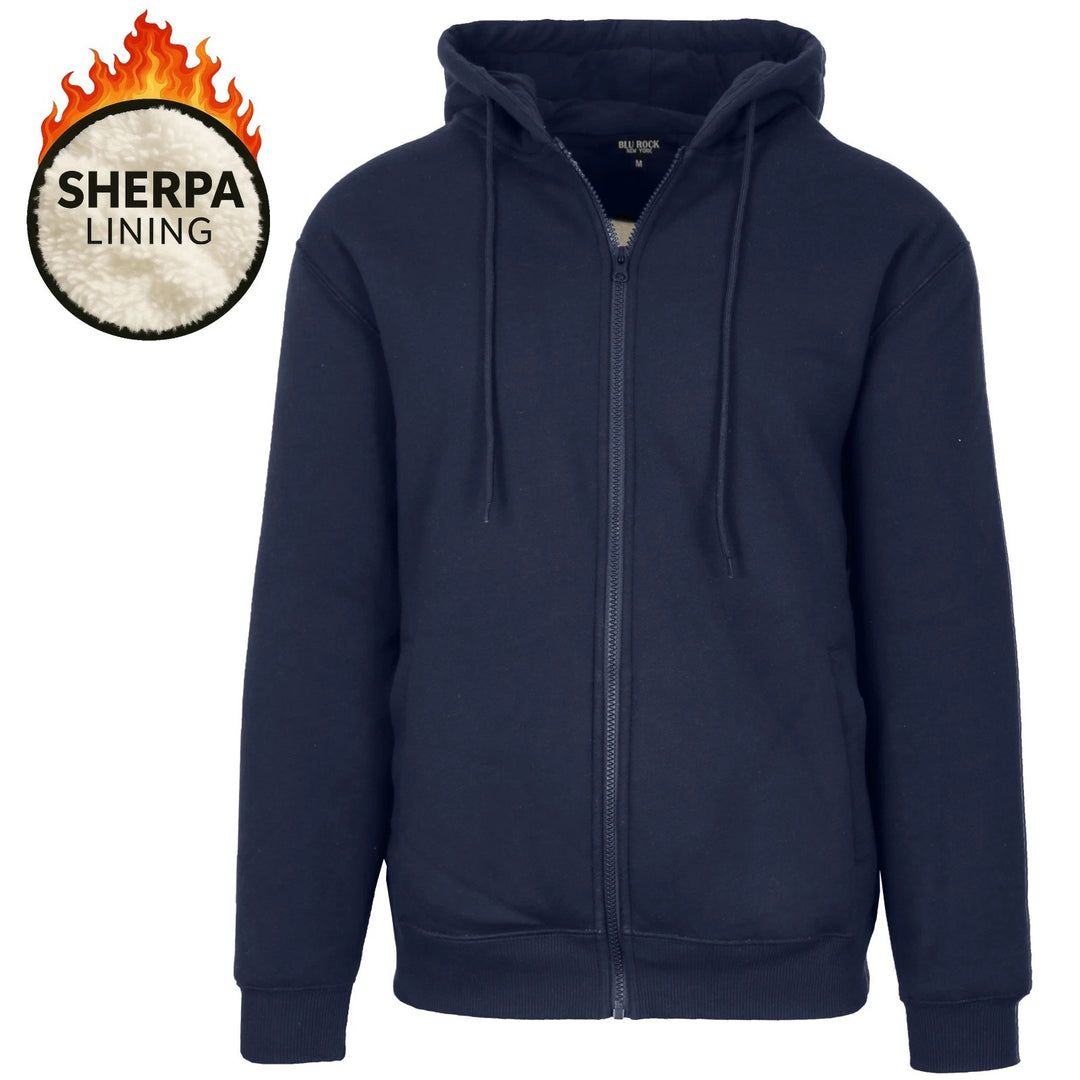 Men's Heavy Weight Sherpa Fleece Lined Hoodie Sweater Jacket - Full Zip - S-XXL