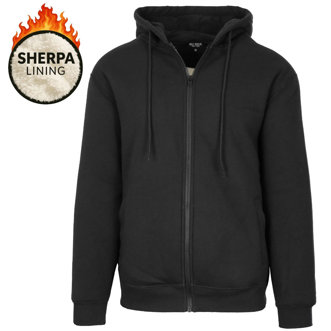 Men's Heavy Weight Sherpa Fleece Lined Hoodie Sweater Jacket - Full Zip - S-XXL