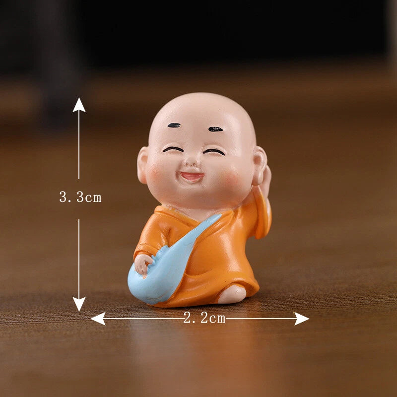 Cute Mini Buddha Statue Monk Resin Handicraft Figurine Ornament Home Decor Funny