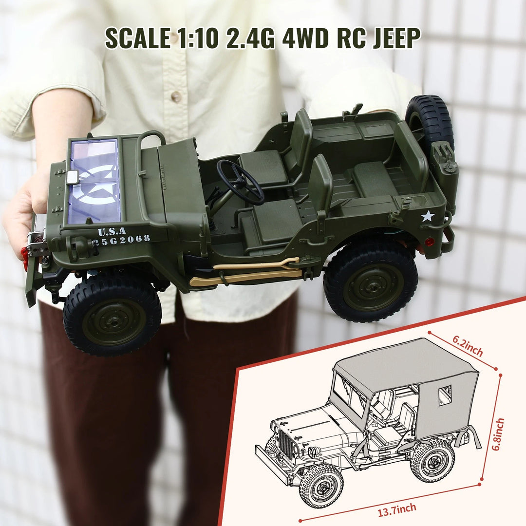 Remote Control RC Car 1/10 Off Road RC Truck Crawler Military Vehicle Hobby Toys