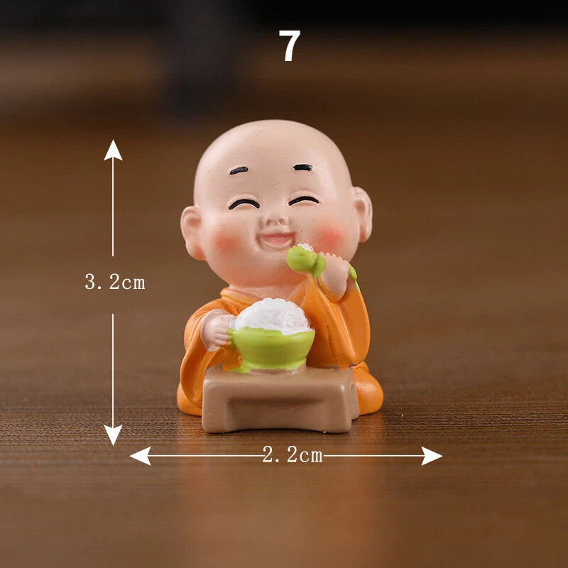 Cute Mini Buddha Statue Monk Resin Handicraft Figurine Ornament Home Decor Funny