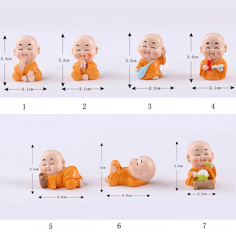 Cute Mini Buddha Statue Monk Resin Handicraft Figurine Ornament Home Decor Funny