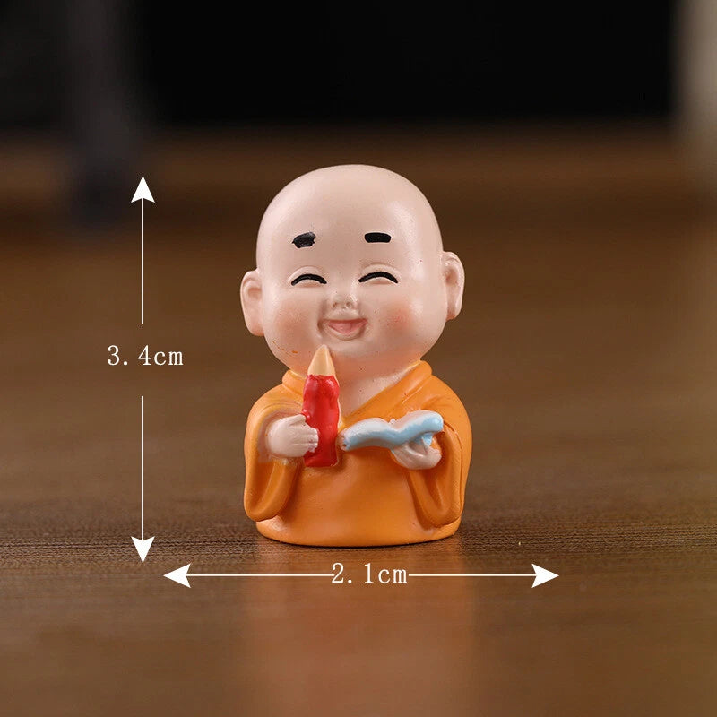 Cute Mini Buddha Statue Monk Resin Handicraft Figurine Ornament Home Decor Funny
