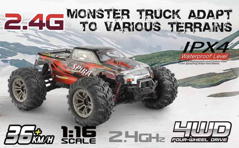 1:16 2.4Ghz 4WD OffRoad Radio Control Electric Monster Truck RC Car Toy RTR 9130