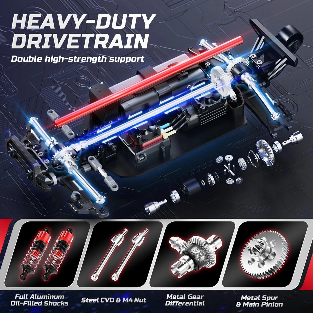 DEERC 14210 1:14 Brushless RC Car Max 50+ MPH Offroad High Speed Monster Truck