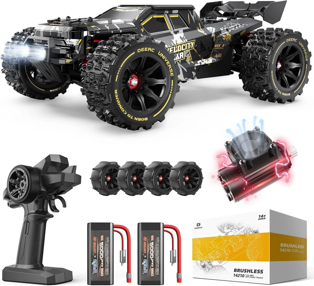 DEERC 14210 1:14 Brushless RC Car Max 50+ MPH Offroad High Speed Monster Truck