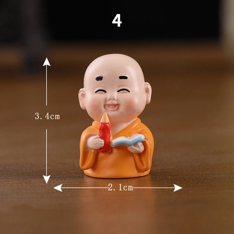 Cute Mini Buddha Statue Monk Resin Handicraft Figurine Ornament Home Decor Funny